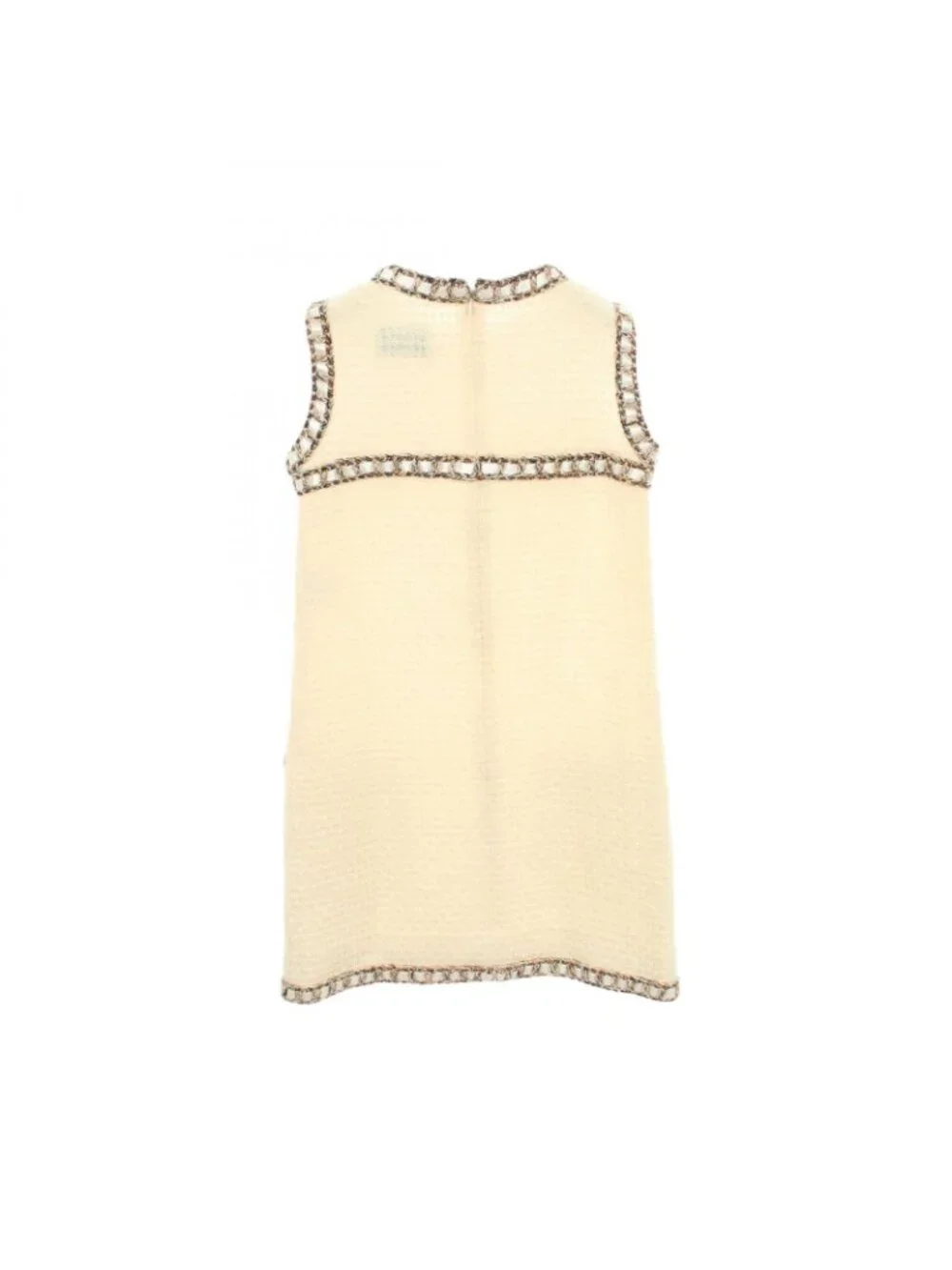 Chanel Dress Sleeveless Tweed Mini White Wool